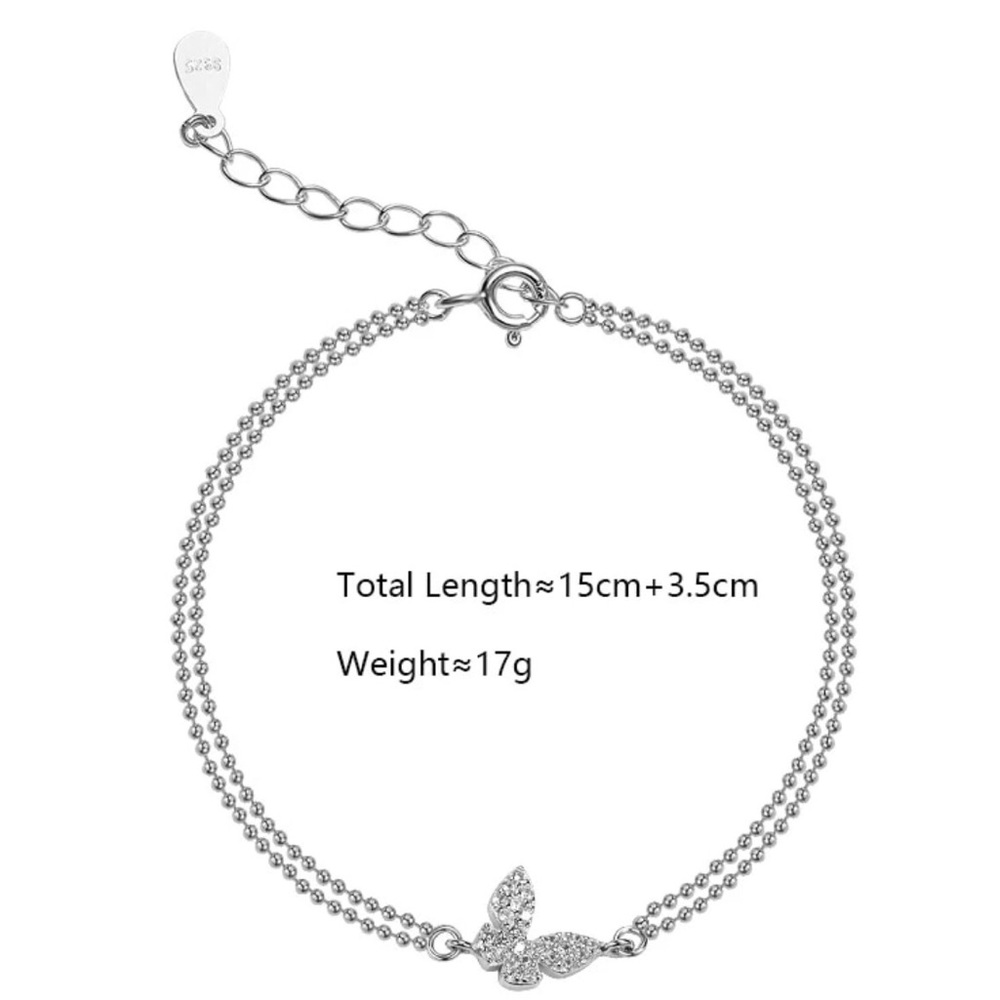 925 Sterling Silver CZ Layered Butterfly Bracelet - Picture 7 of 7